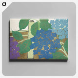 アートパネル-Hydrangea from Momoyogusa–Flowers of a Hundred Generations - 神坂 雪佳 Canvas.