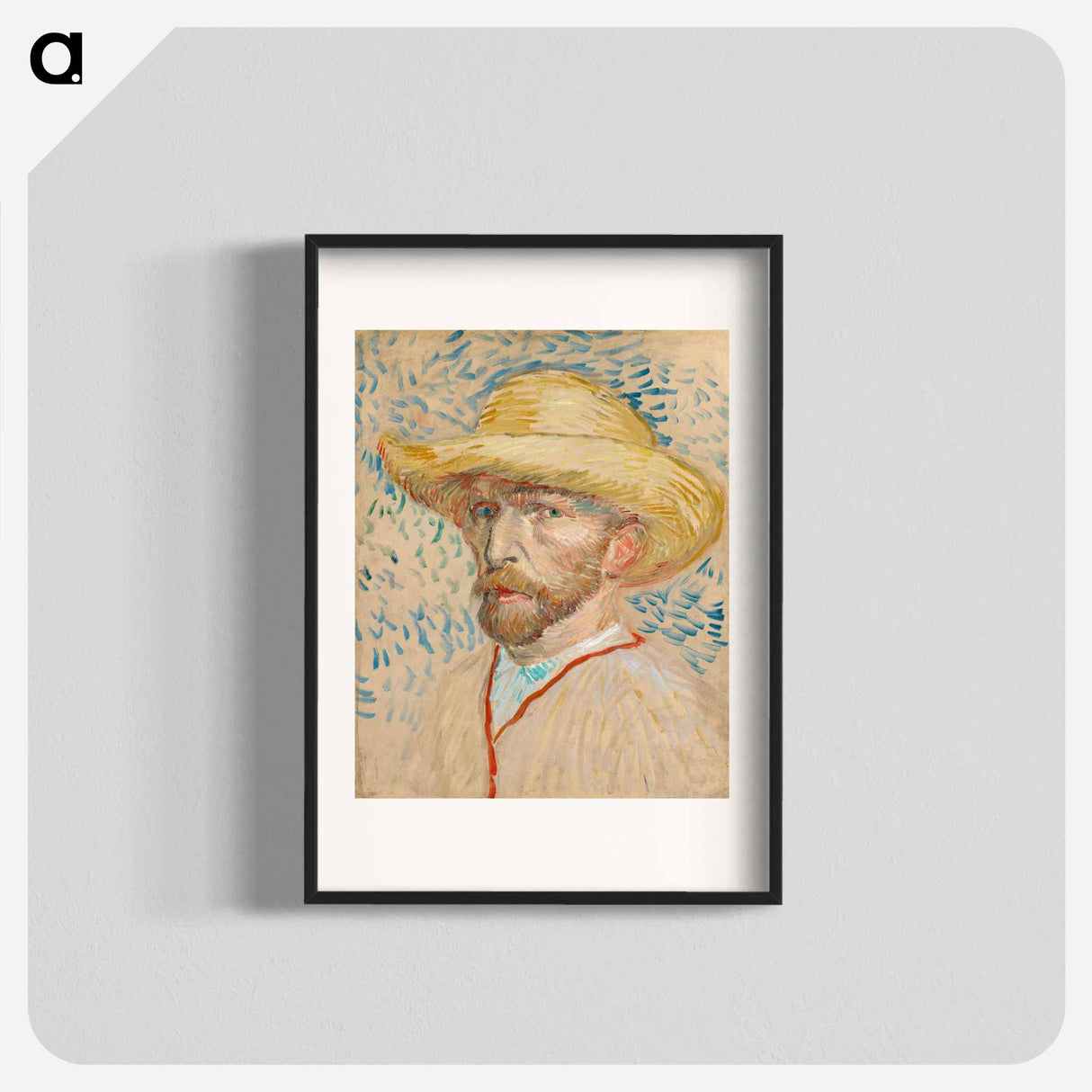 Self-Portrait with a Straw Hat - Vincent van Gogh Poster.