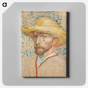 アートパネル-Self-Portrait with a Straw Hat - フィンセント ファン ゴッホ Canvas.