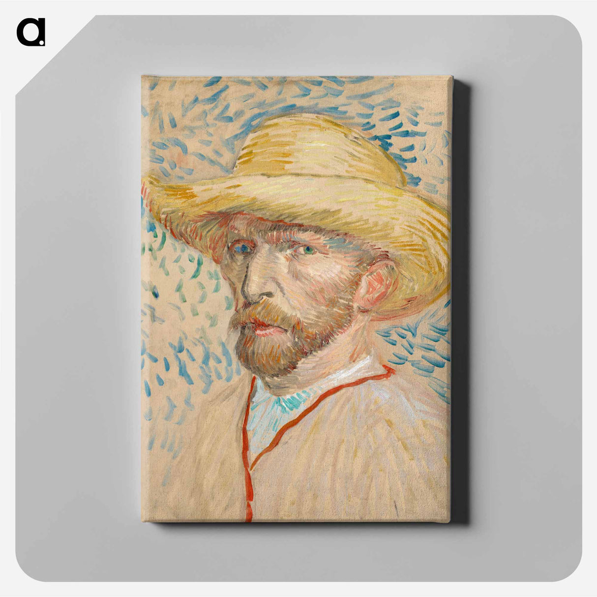 Self-Portrait with a Straw Hat - フィンセント ファン ゴッホ Canvas.