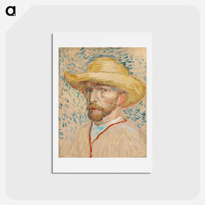 アートポストカード-Self-Portrait with a Straw Hat - フィンセント ファン ゴッホ Postcard.