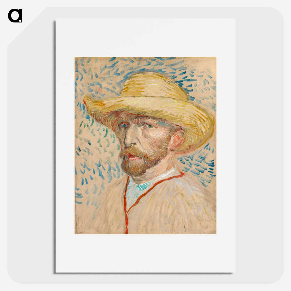 Self-Portrait with a Straw Hat - Vincent van Gogh Poster.