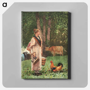 アートパネル-The Milk Maid - ウィンスロー ホーマー Canvas.
