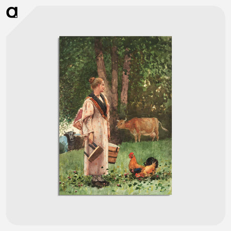 アートポストカード-The Milk Maid - ウィンスロー ホーマー Postcard.