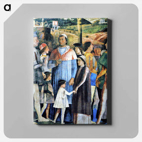 アートパネル-The House of Ludovico Gonzaga Bridegroom decorated wall and his son - アンドレア マンテーニャ Canvas.