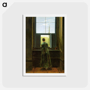 アートポストカード-Woman at a Window - カスパー ダーヴィト フリードリヒ Postcard.