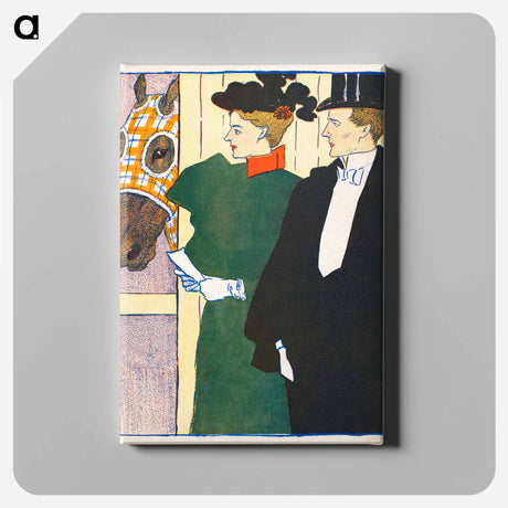 アートパネル-Woman holding a horse racing ticket - エドワード ペンフィールド Canvas.