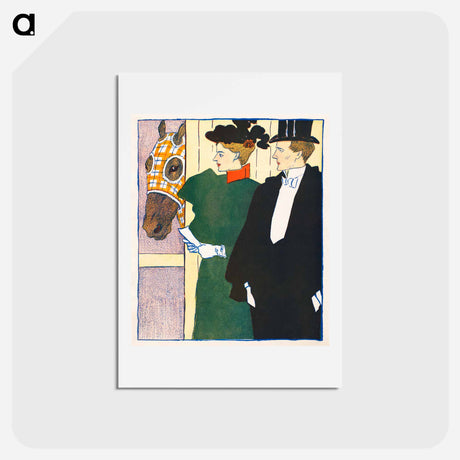アートポストカード-Woman holding a horse racing ticket - エドワード ペンフィールド Postcard.