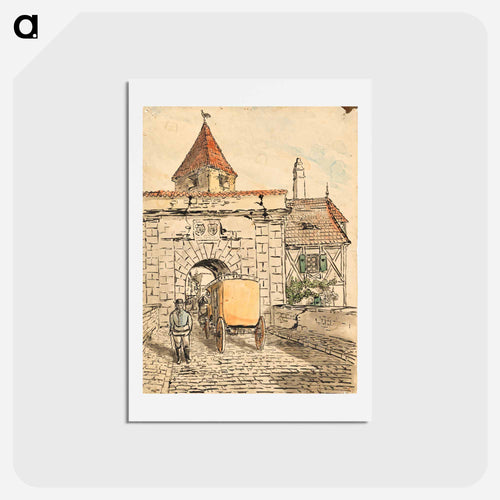 City gate with carriage - Egon Schiele Postcard.