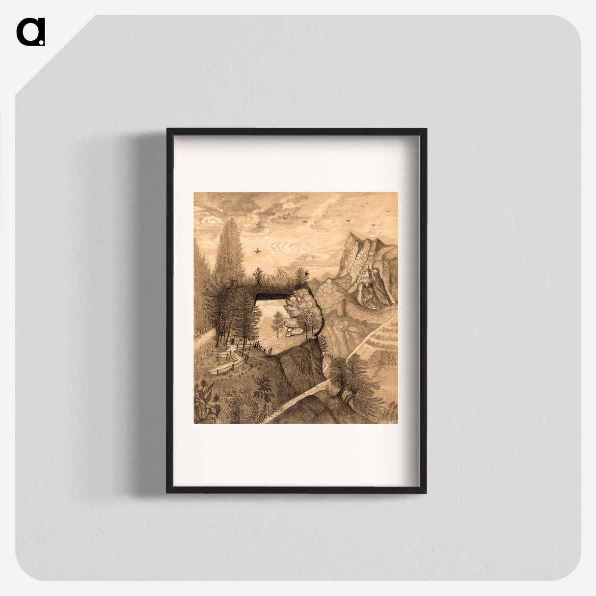 アートポスター-Hikers climbing up to a Mountain Chalet - アンリ ルソー Poster.