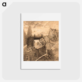 アートポストカード-Hikers climbing up to a Mountain Chalet - アンリ ルソー Postcard.