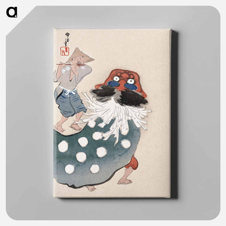 アートパネル-Lion dancer, one of four by Kamisaka Sekka - 神坂 雪佳 Canvas.