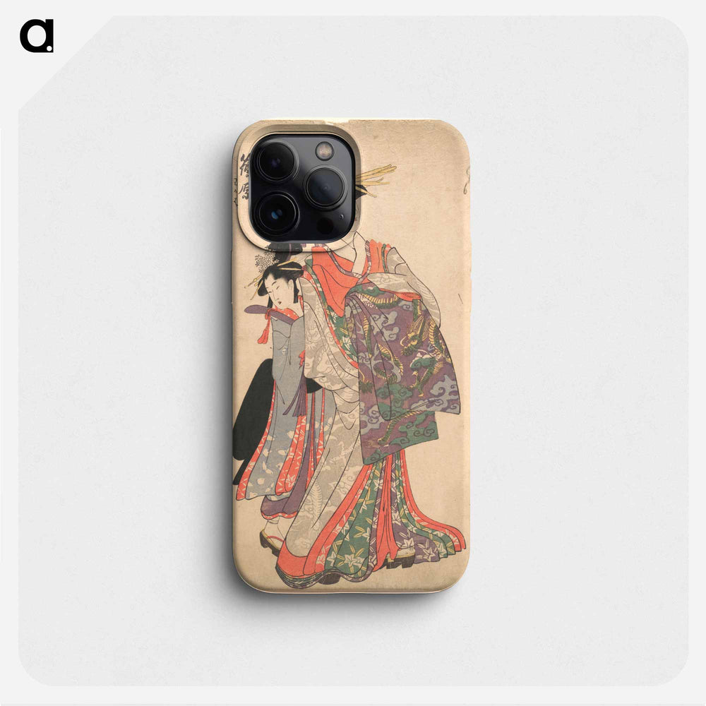 Courtesan, Shinohara and Kamuro of Tsuruya by Utamaro Kitagawa - 喜多川 歌麿 Phone Case.
