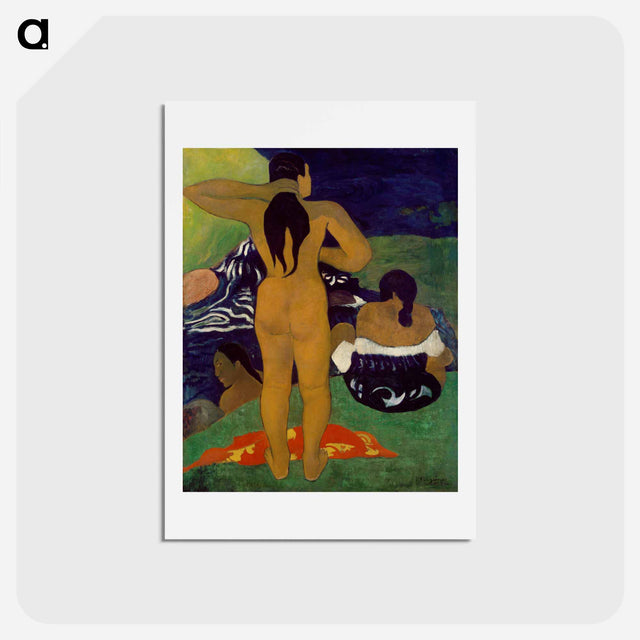 アートポストカード-Tahitian Women Bathing - ポール ゴーギャン Postcard.