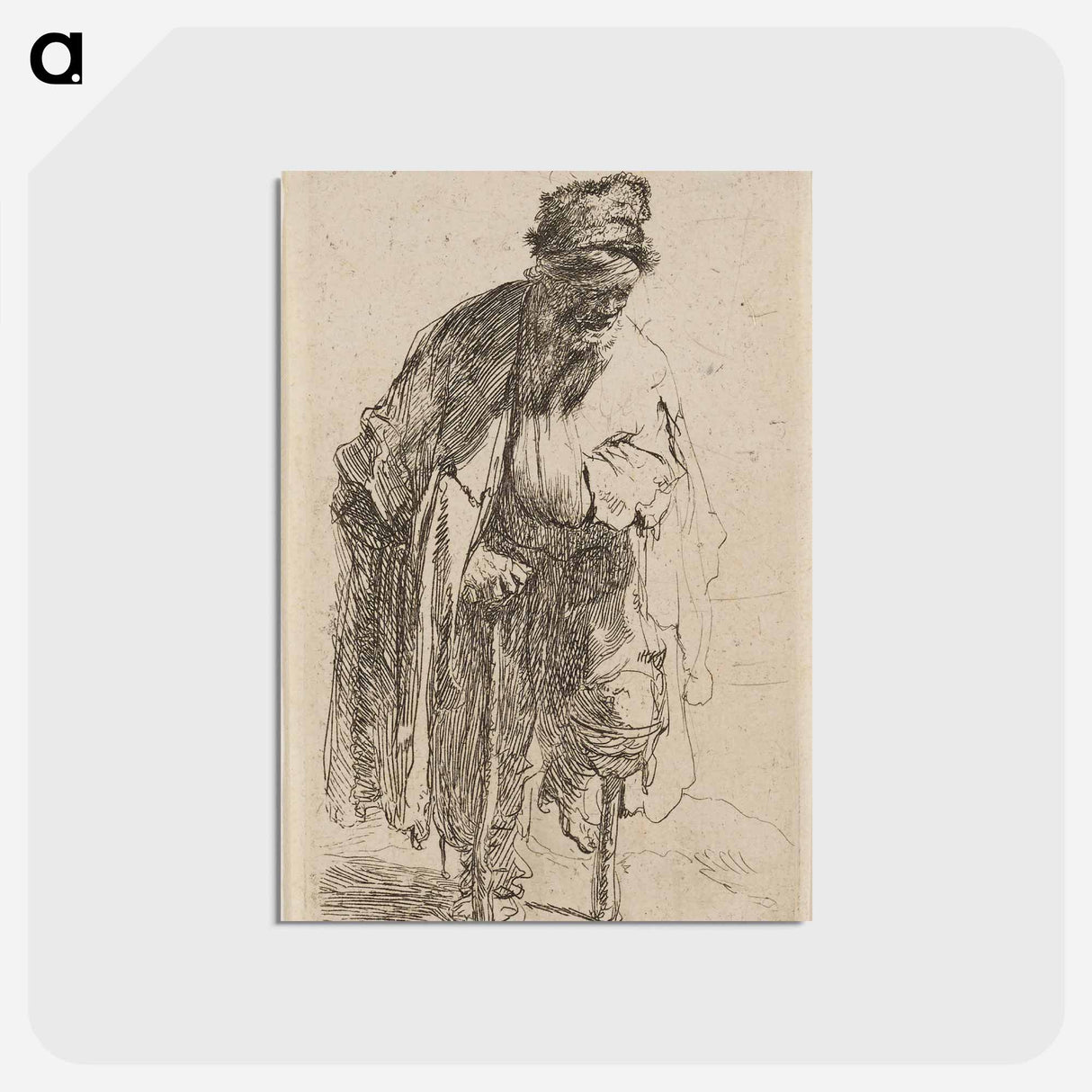 アートポストカード-Beggar with a Wooden Leg - レンブラント ファン レイン Postcard.