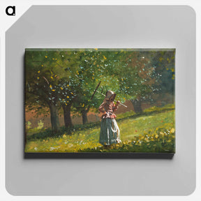 アートパネル-Girl with Hay Rake - ウィンスロー ホーマー Canvas.