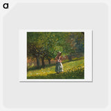 アートポストカード-Girl with Hay Rake - ウィンスロー ホーマー Postcard.