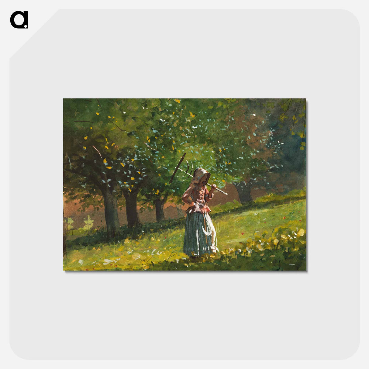 アートポストカード-Girl with Hay Rake - ウィンスロー ホーマー Postcard.