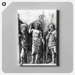 アートパネル-The resurrected Christ between St. Andrew and Longinus - アンドレア マンテーニャ Canvas.