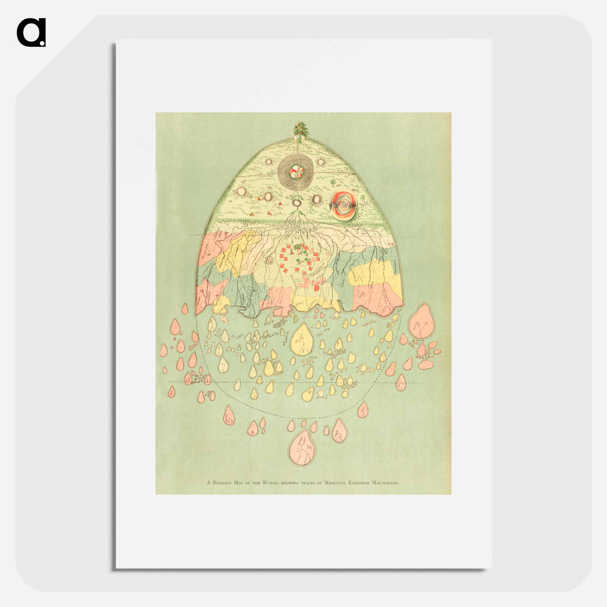 A Burmese map of the world - アンティーク地図 Poster.