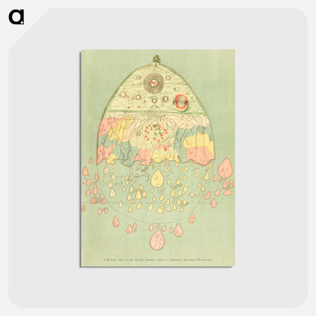 アートポストカード-A Burmese map of the world - アンティーク地図 Postcard.