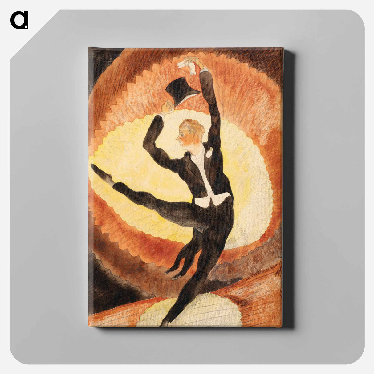 In Vaudeville: Acrobatic Male Dancer with Top Hat - チャールズ デムス Canvas.