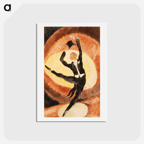 アートポストカード-In Vaudeville: Acrobatic Male Dancer with Top Hat - チャールズ デムス Postcard.