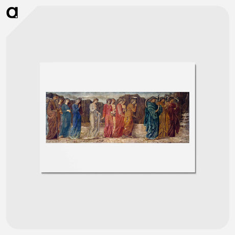 アートポストカード-Cupid and Psyche - Palace Green Murals - The King and other Mourners abandon Psyche to the Monster - エドワード バーン ジョーンズ Postcard.