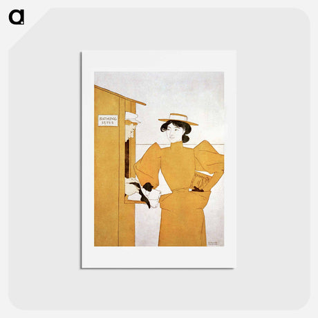 アートポストカード-Woman picking up bathing suits - エドワード ペンフィールド Postcard.