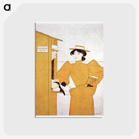 アートポストカード-Woman picking up bathing suits - エドワード ペンフィールド Postcard.