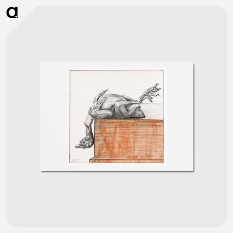 アートポストカード-Reclining dead bird, hanging head down - ジャン ベルナール Postcard.