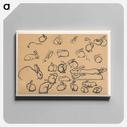 Studieblad met konijnen - ユリー デ フラーハ Canvas.