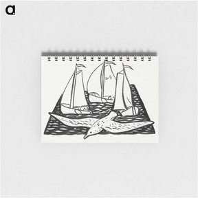 アートメモ帳-Three sailing ships and a seagull - レオ ヘステル Memo.