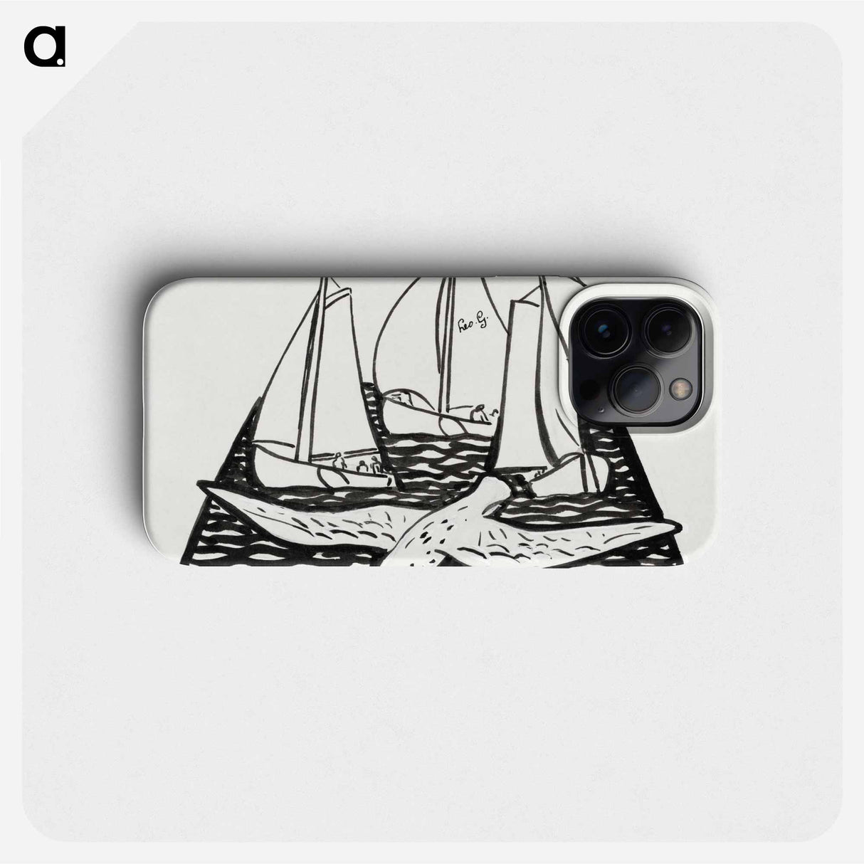 Three sailing ships and a seagull - Leo Gerstel Phone Case.