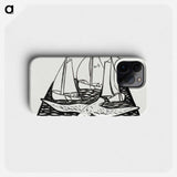 Three sailing ships and a seagull - レオ ヘステル Phone Case.