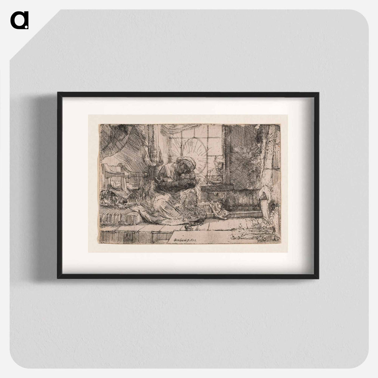 The Virgin and Child with Cat and Snake - Rembrandt van Rijn Poster.