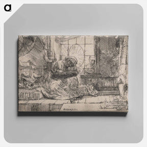 アートパネル-The Virgin and Child with Cat and Snake - レンブラント ファン レイン Canvas.