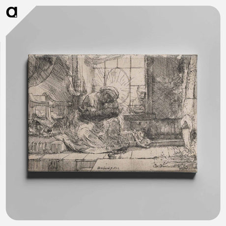 アートパネル-The Virgin and Child with Cat and Snake - レンブラント ファン レイン Canvas.