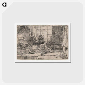 アートポストカード-The Virgin and Child with Cat and Snake - レンブラント ファン レイン Postcard.
