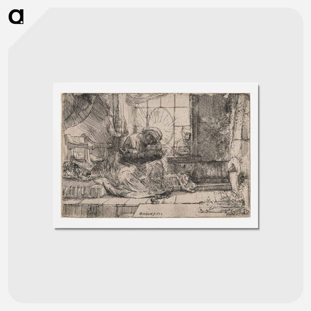 アートポストカード-The Virgin and Child with Cat and Snake - レンブラント ファン レイン Postcard.