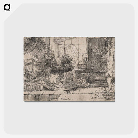 アートポストカード-The Virgin and Child with Cat and Snake - レンブラント ファン レイン Postcard.
