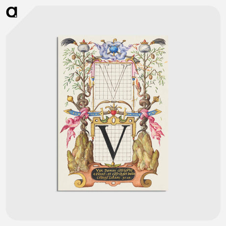 アートポストカード-Guide for Constructing the Letter V from Mira Calligraphiae Monumenta
 - 書道のお手本 Postcard.