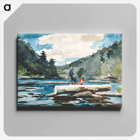 アートパネル-Hudson River, Logging - ウィンスロー ホーマー Canvas.
