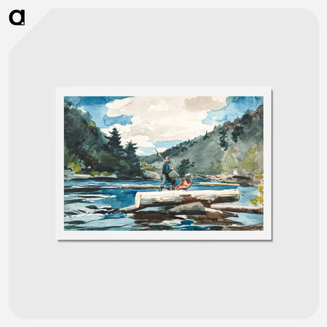 アートポストカード-Hudson River, Logging - ウィンスロー ホーマー Postcard.