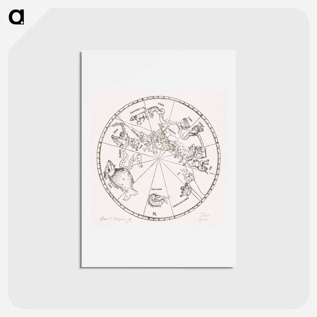 アートポストカード-The Southern Hemisphere of the Celestial Globe - アルブレヒト デューラー Postcard.