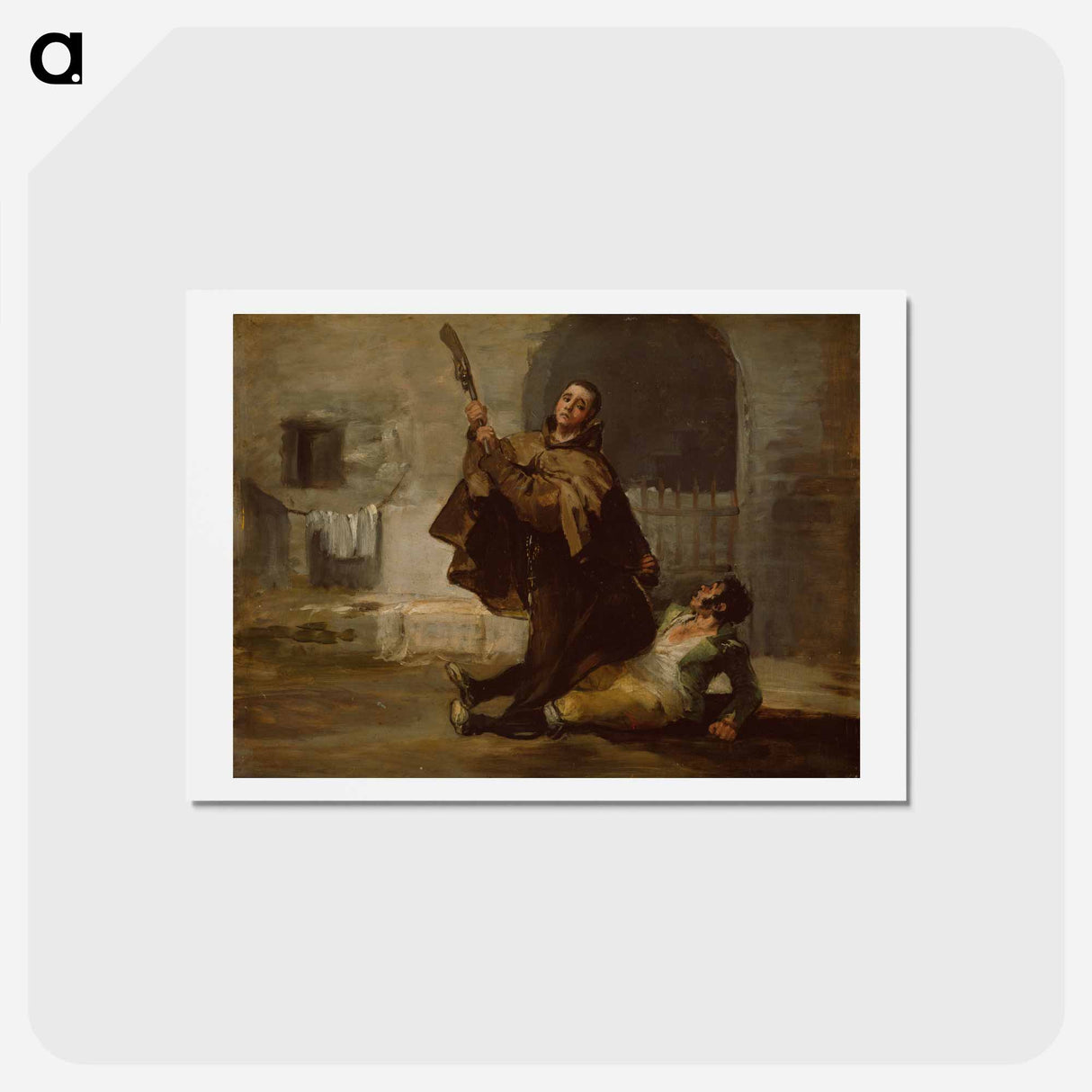 アートポストカード-Friar Pedro Clubs El Maragato with the Butt of the Gun - フランシスコ デ ゴヤ Postcard.
