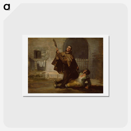 アートポストカード-Friar Pedro Clubs El Maragato with the Butt of the Gun - フランシスコ デ ゴヤ Postcard.