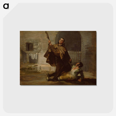 アートポストカード-Friar Pedro Clubs El Maragato with the Butt of the Gun - フランシスコ デ ゴヤ Postcard.
