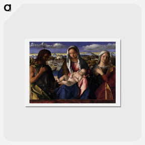 アートポストカード-Madonna and Child with St.John the Baptist and a Saint, detail of the background waterside city - ジョヴァンニ ベッリーニ Postcard.