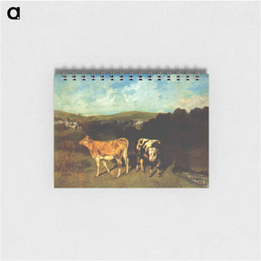 アートメモ帳-White Bull and Blond Heifer - ギュスターヴ クールベ Memo.